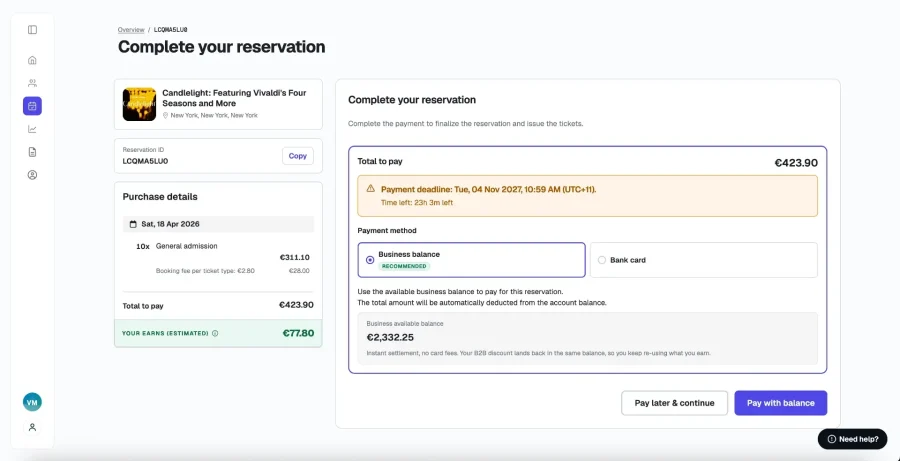 Reserve instantly, pay after confirmation